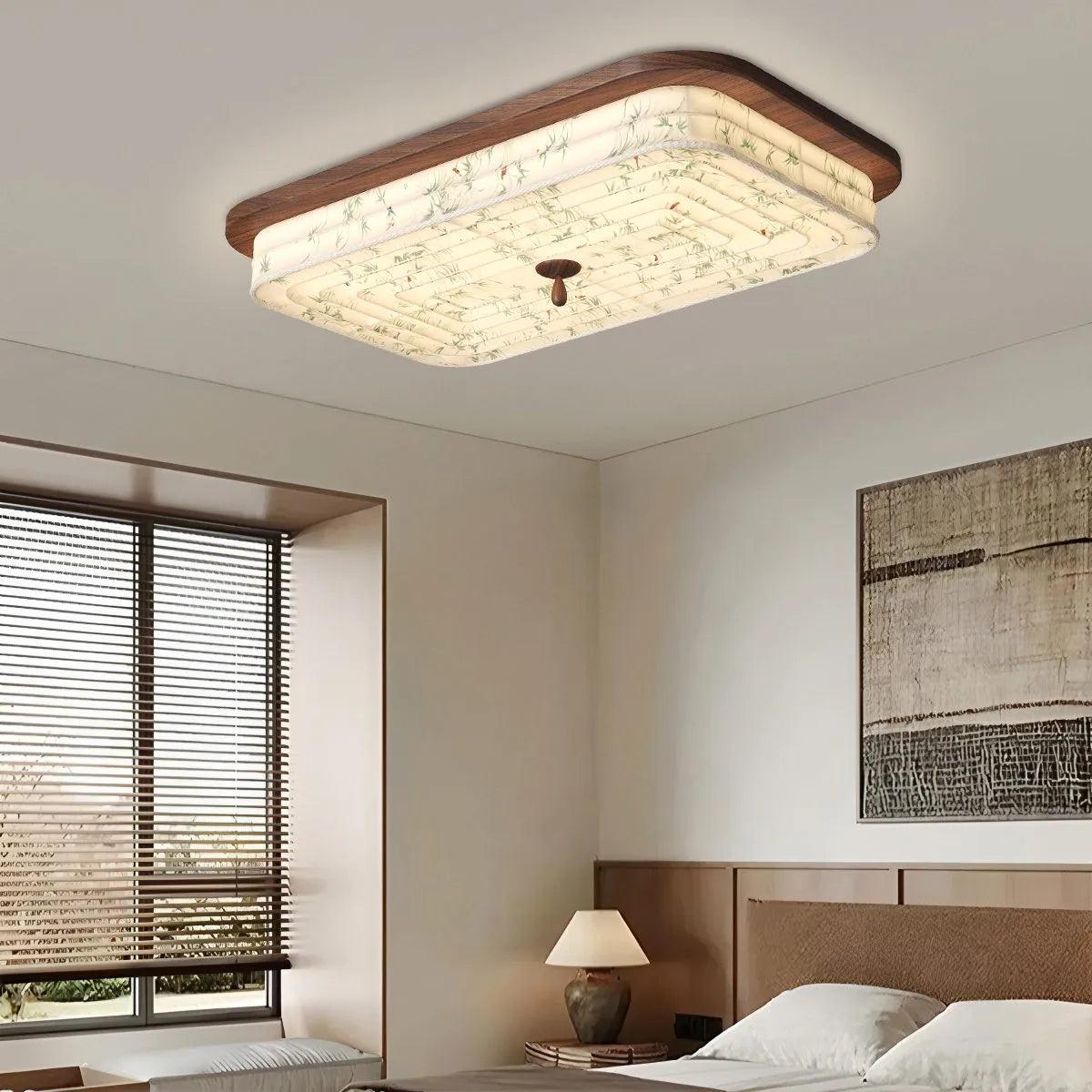 Antizer Walnut Color Fabric Ceiling Lamp for Bedroom