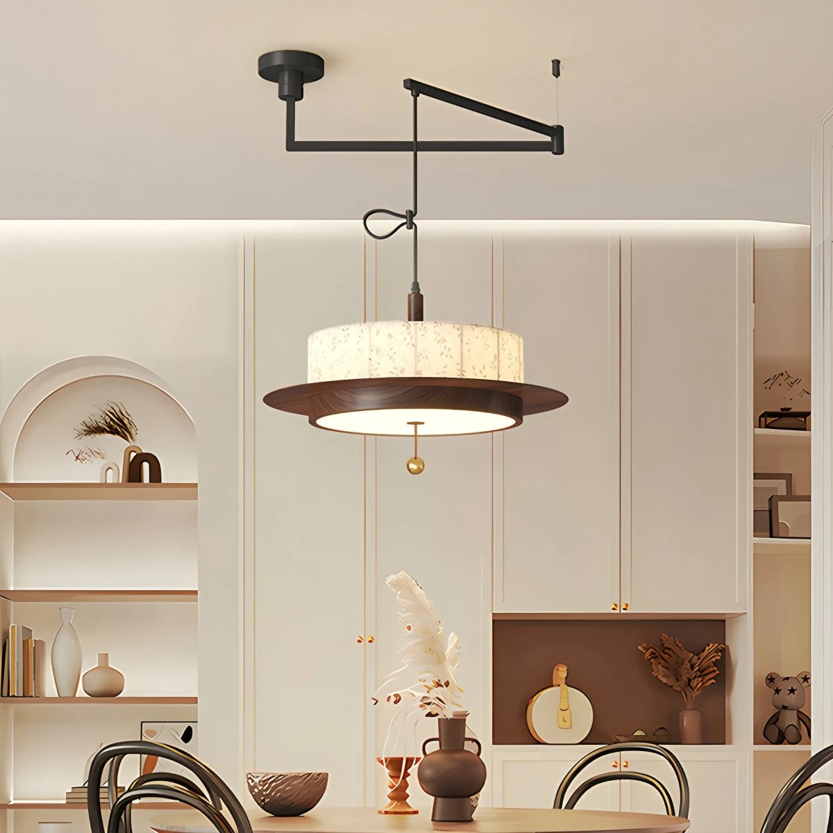 Fabric Walnut Color LED Ceiling Light & Pendant Lamp