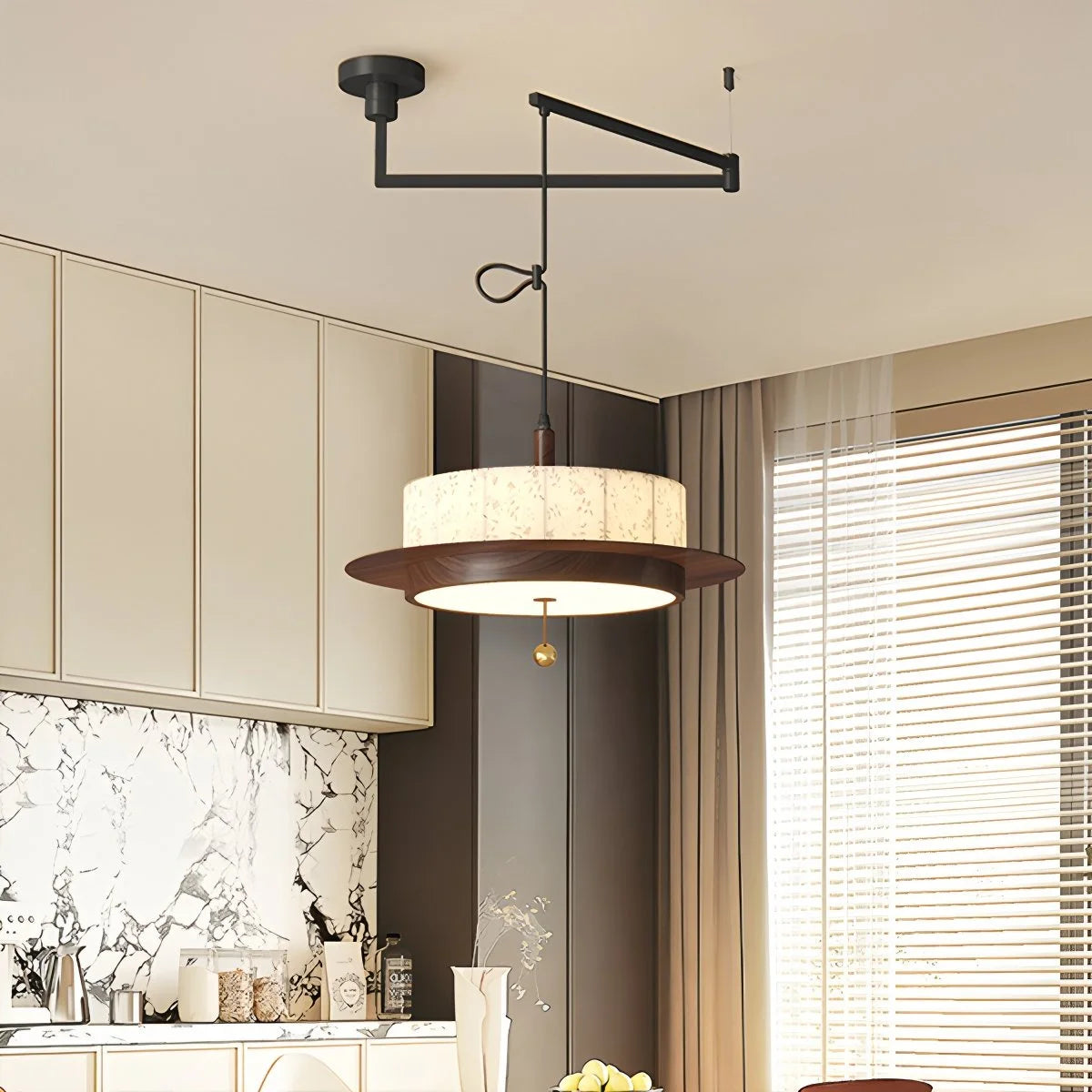 Fabric Walnut Color LED Ceiling Light & Pendant Lamp