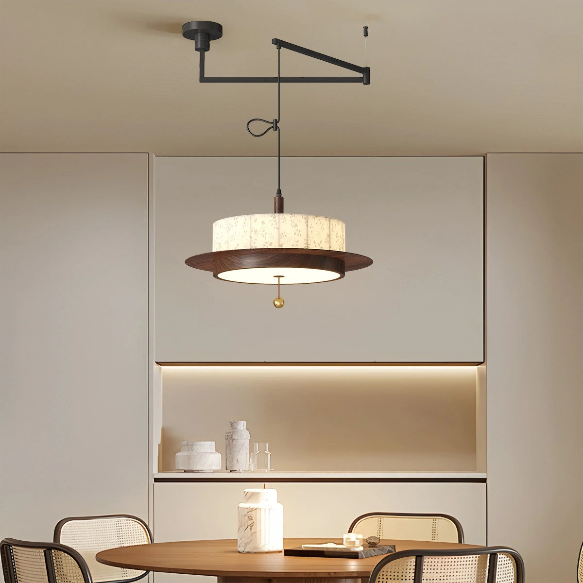 Fabric Walnut Color LED Ceiling Light & Pendant Lamp