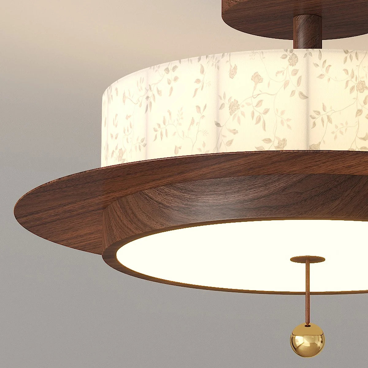 Fabric Walnut Color LED Ceiling Light & Pendant Lamp