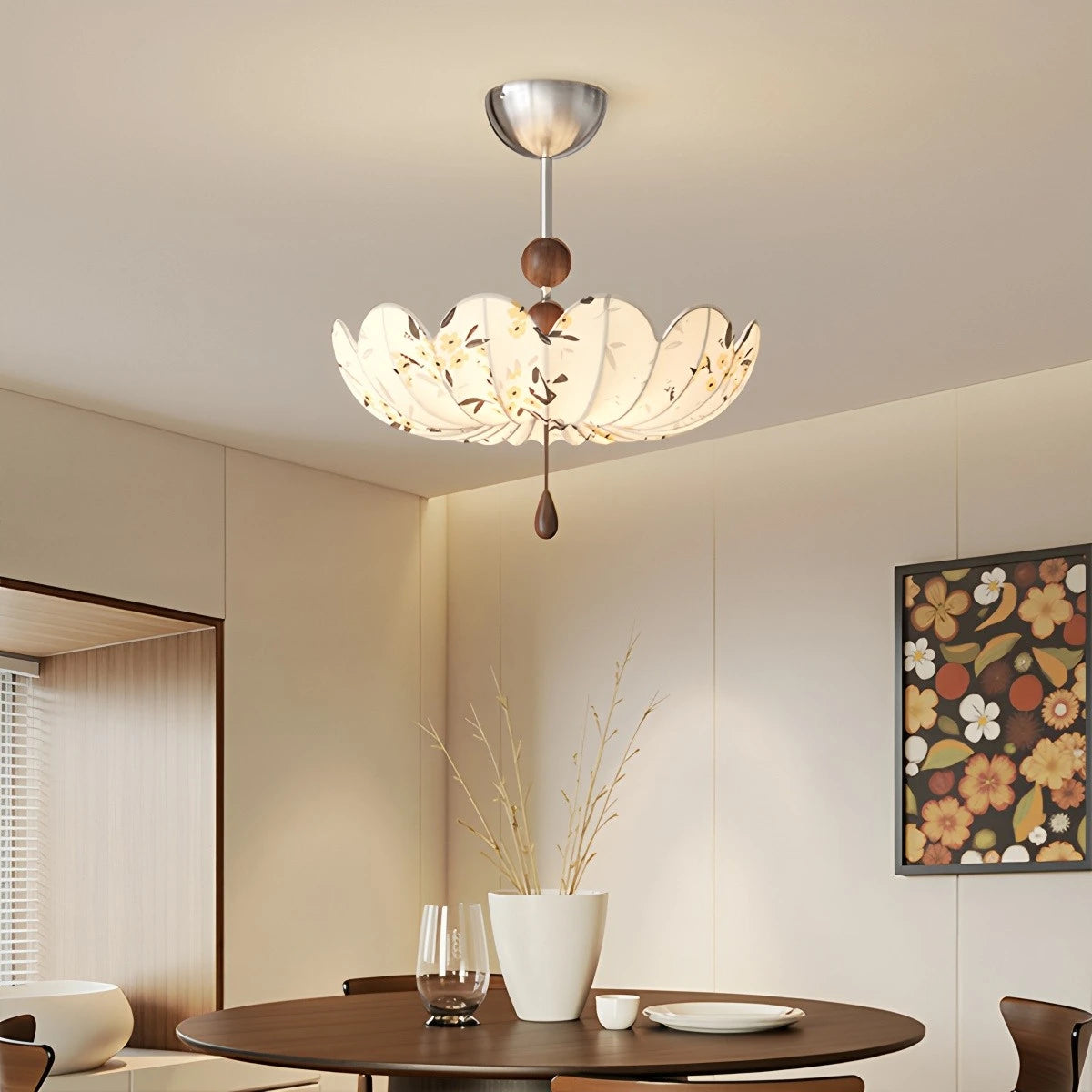 Antizer Floral Fabric Pendant Ceiling Light for Dining Room