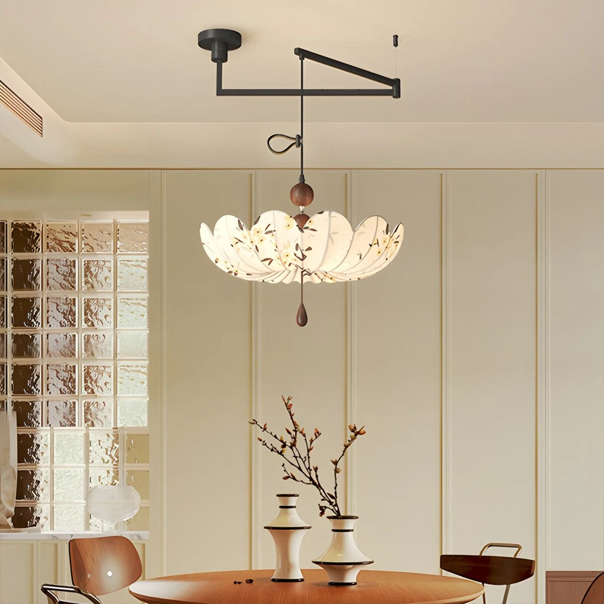 Antizer Floral Fabric Pendant Ceiling Light for Dining Room