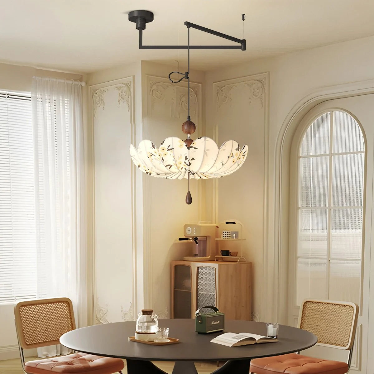 Antizer Floral Fabric Pendant Ceiling Light for Dining Room