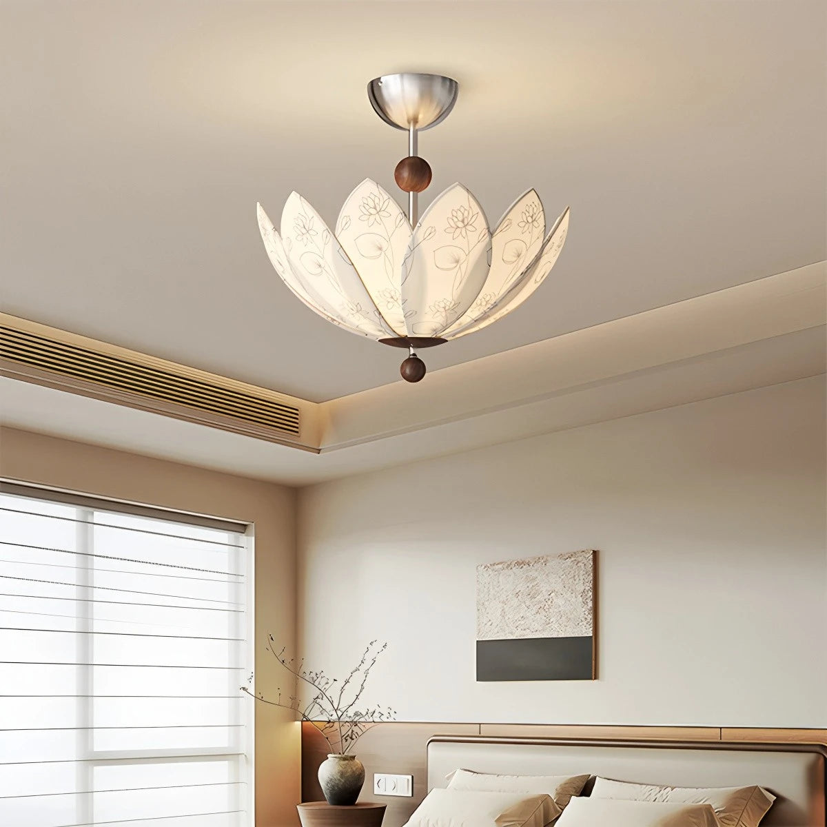 Antizer French Cream Style Fabric Printed Ceiling Lamp