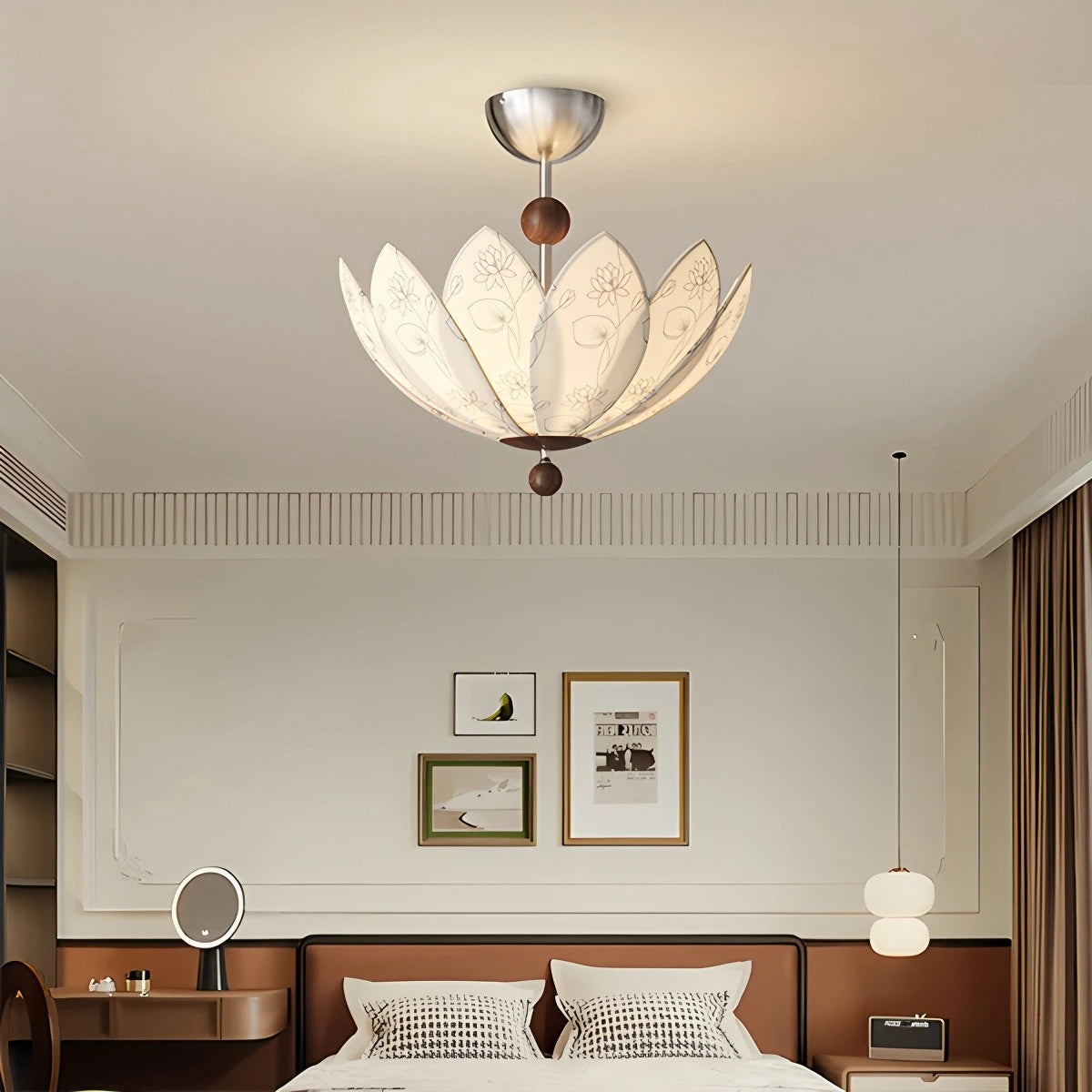 Antizer French Cream Style Fabric Printed Ceiling Lamp