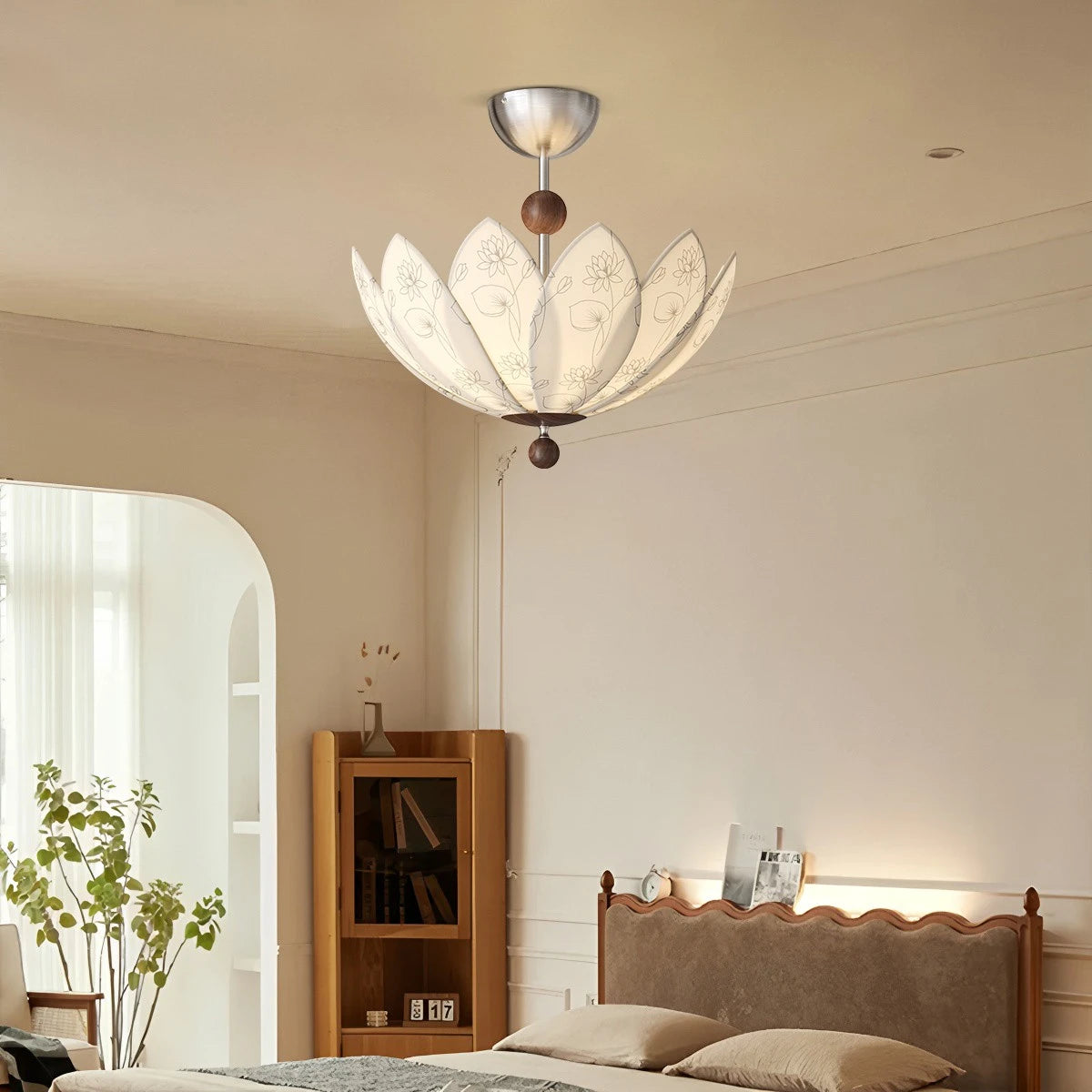 Antizer French Cream Style Fabric Printed Ceiling Lamp