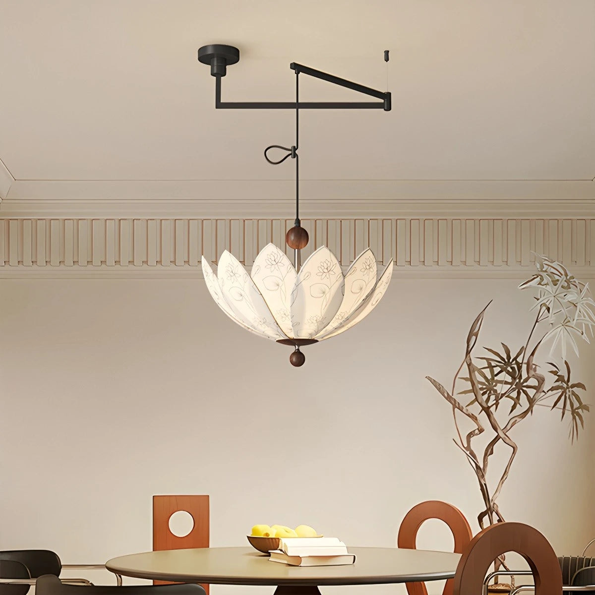 Antizer French Cream Style Fabric Printed Ceiling Lamp