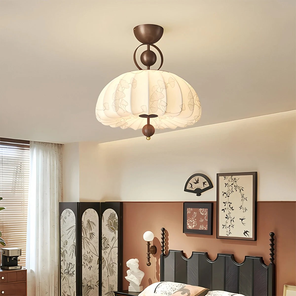 Antizer Retro Fabric Pumpkin Ceiling Lamp for Dining Room