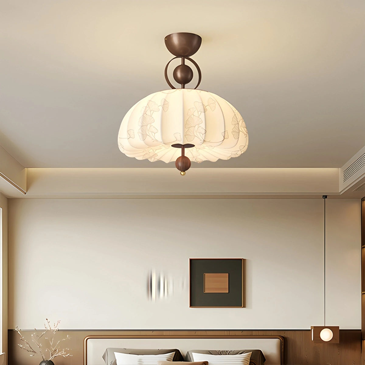 Antizer Retro Fabric Pumpkin Ceiling Lamp for Dining Room