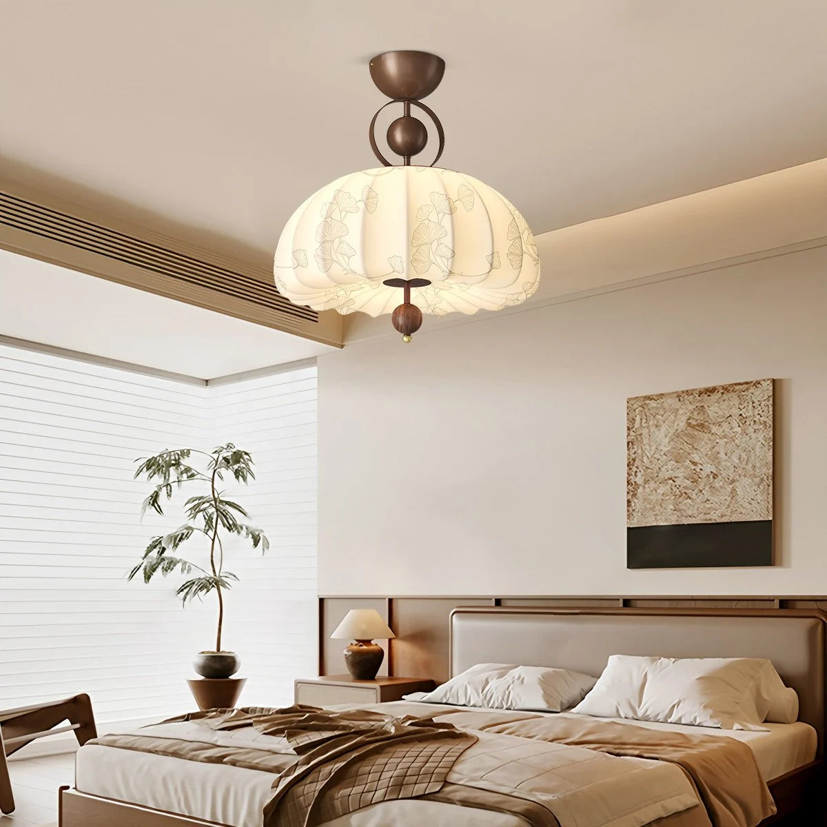 Antizer Retro Fabric Pumpkin Ceiling Lamp for Dining Room