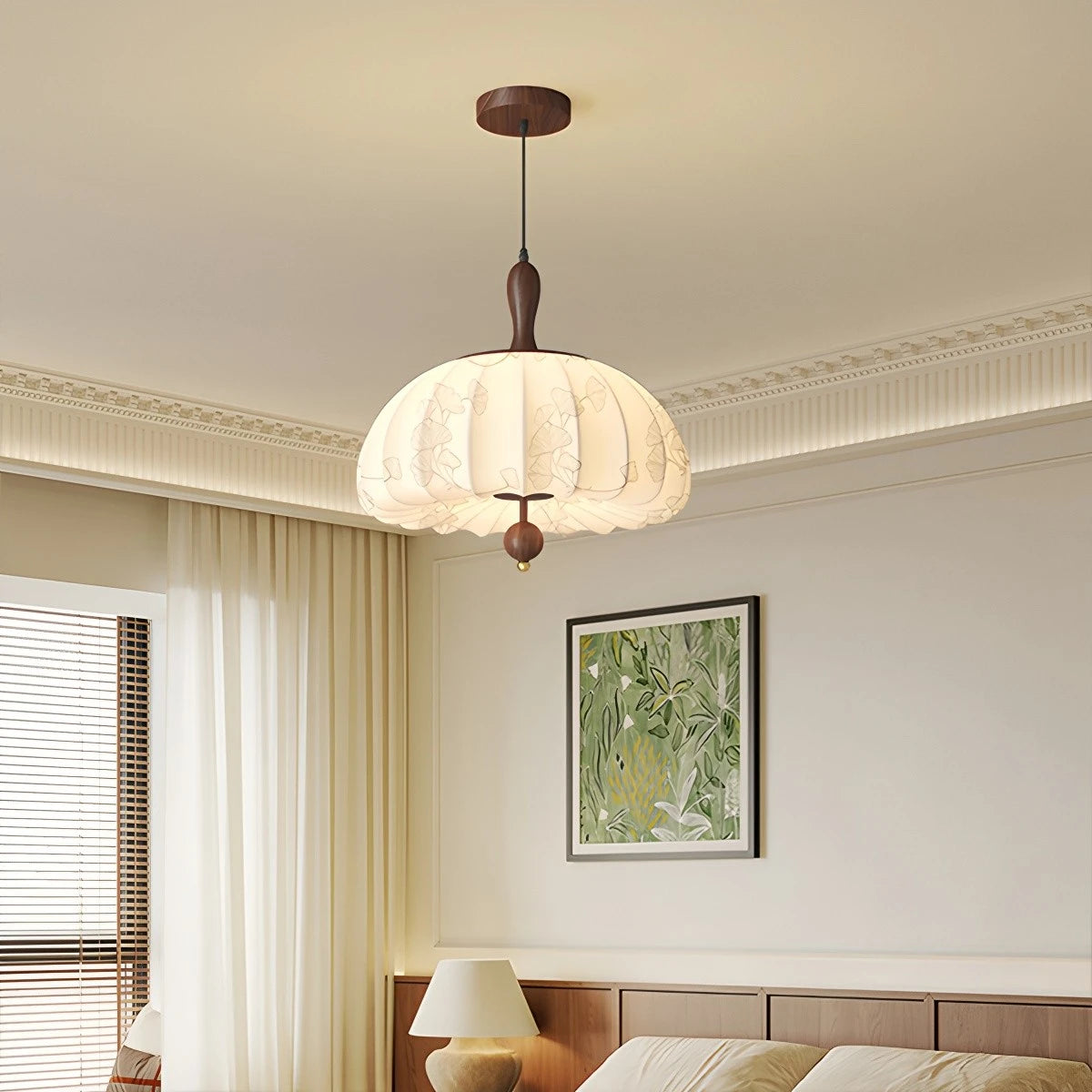 Antizer Retro Fabric Pumpkin Ceiling Lamp for Dining Room