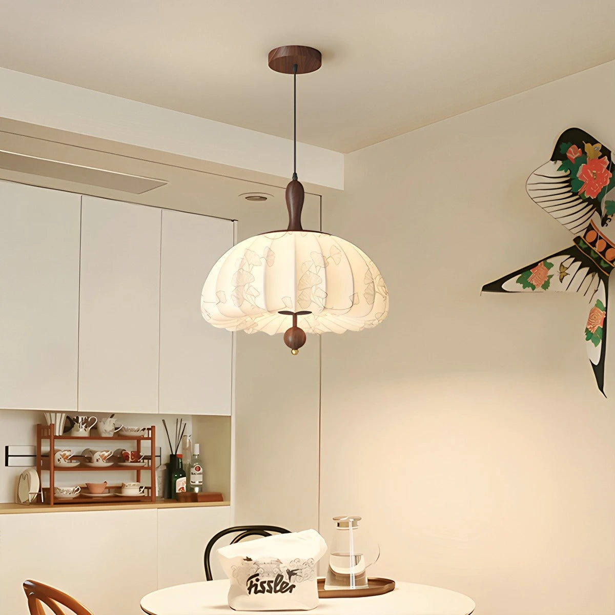 Antizer Retro Fabric Pumpkin Ceiling Lamp for Dining Room