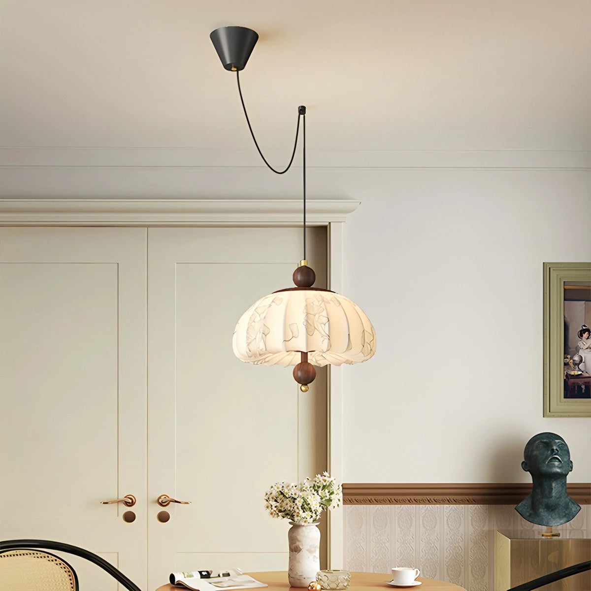 Antizer Displaceable Fabric Pendant Lamp for Dining Room