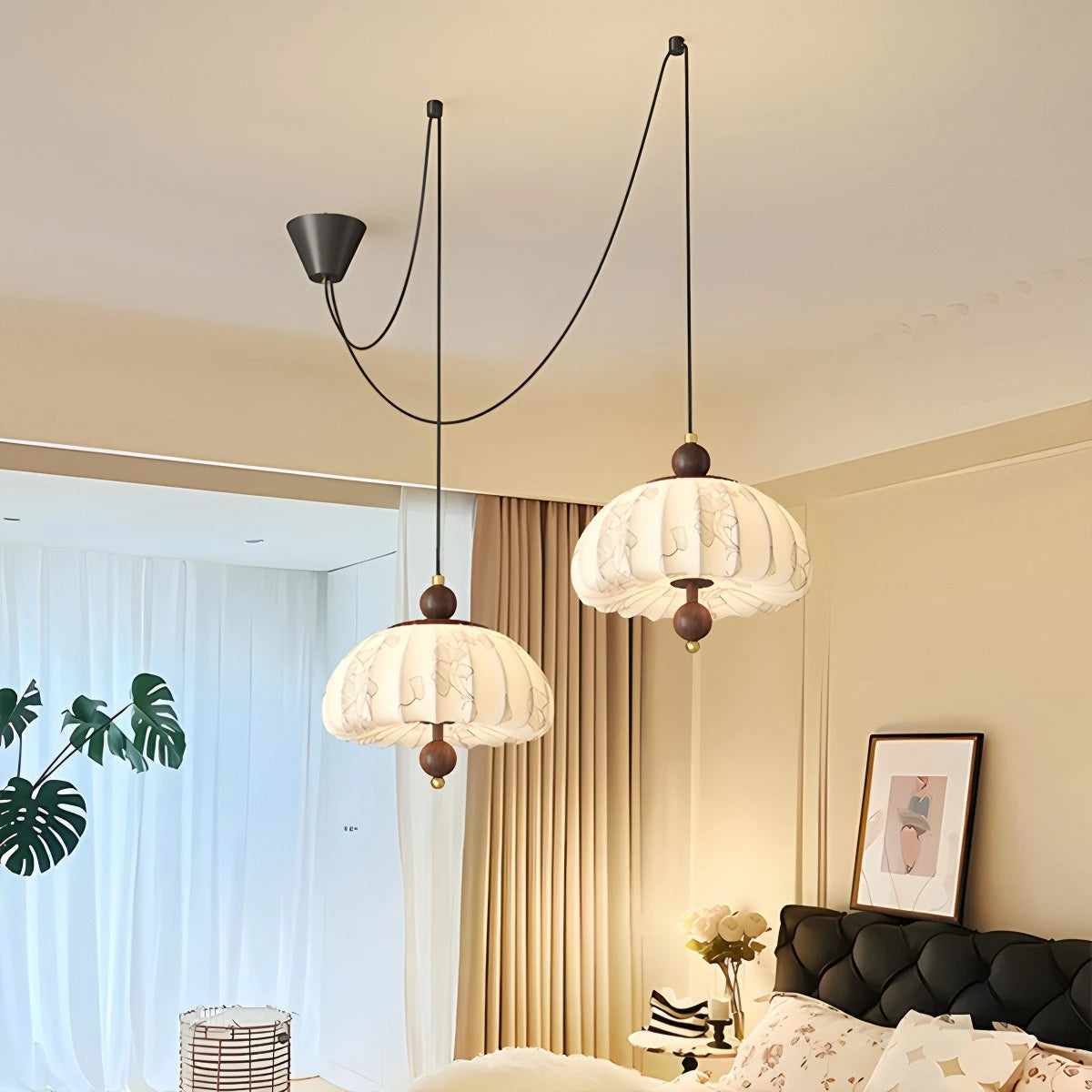 Antizer Displaceable Fabric Pendant Lamp for Dining Room