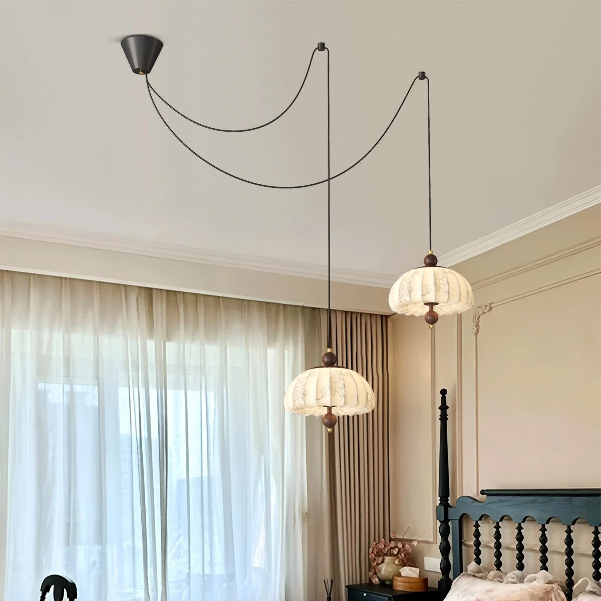 Antizer Displaceable Fabric Pendant Lamp for Dining Room