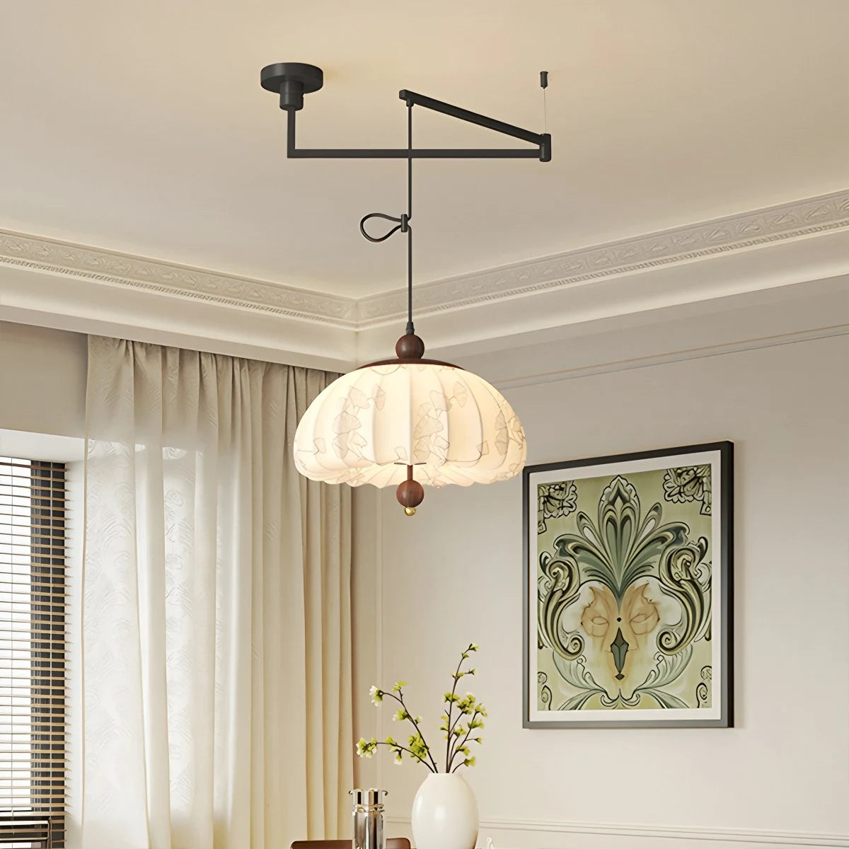 Antizer Displaceable Fabric Pendant Lamp for Dining Room
