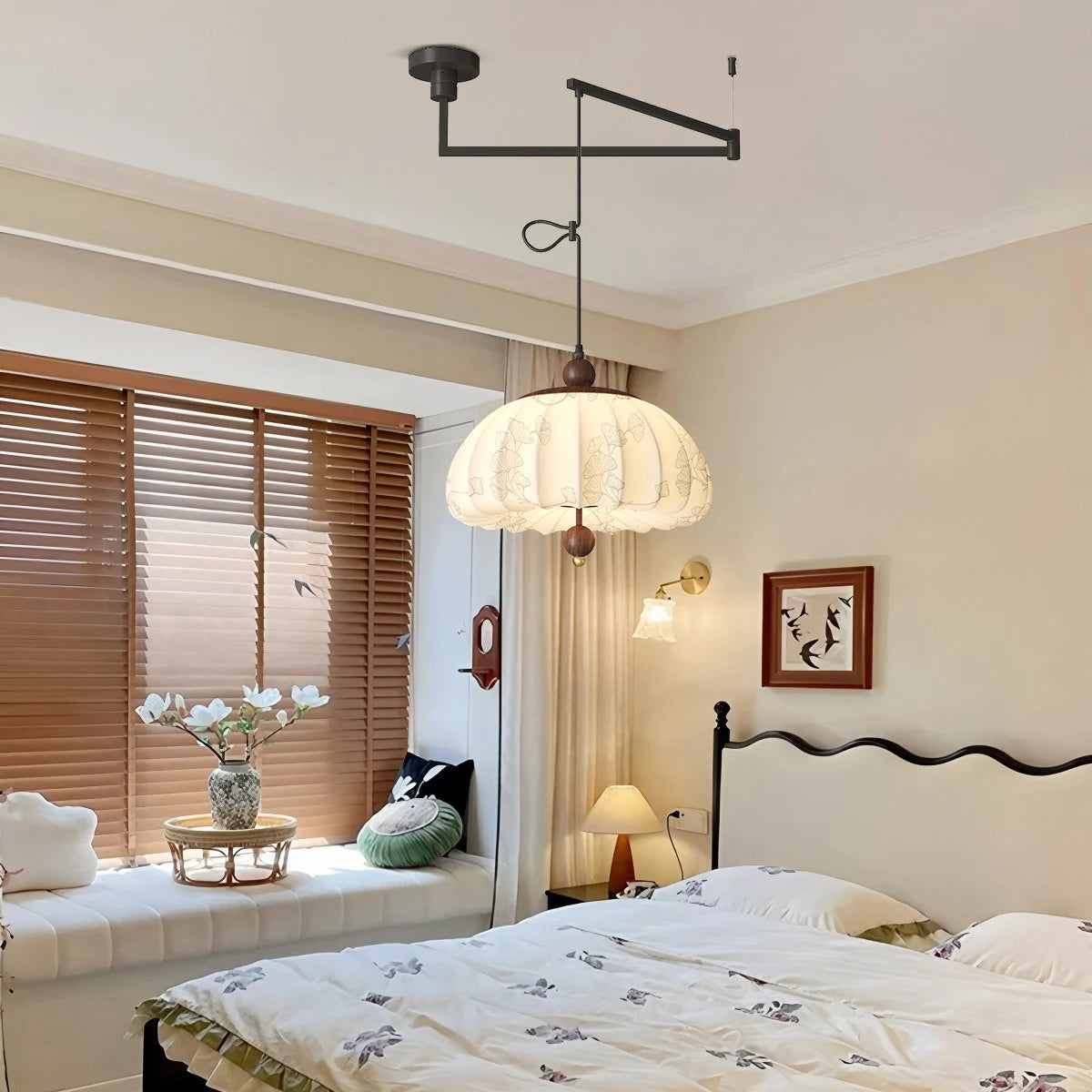 Antizer Displaceable Fabric Pendant Lamp for Dining Room