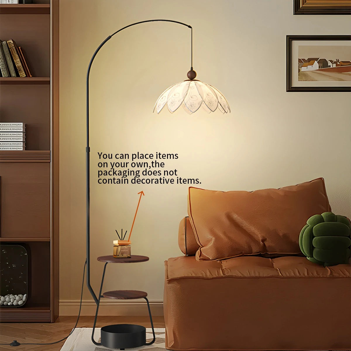 Antizer Retro Flower Bud Fishing Floor Lamp with Shelf