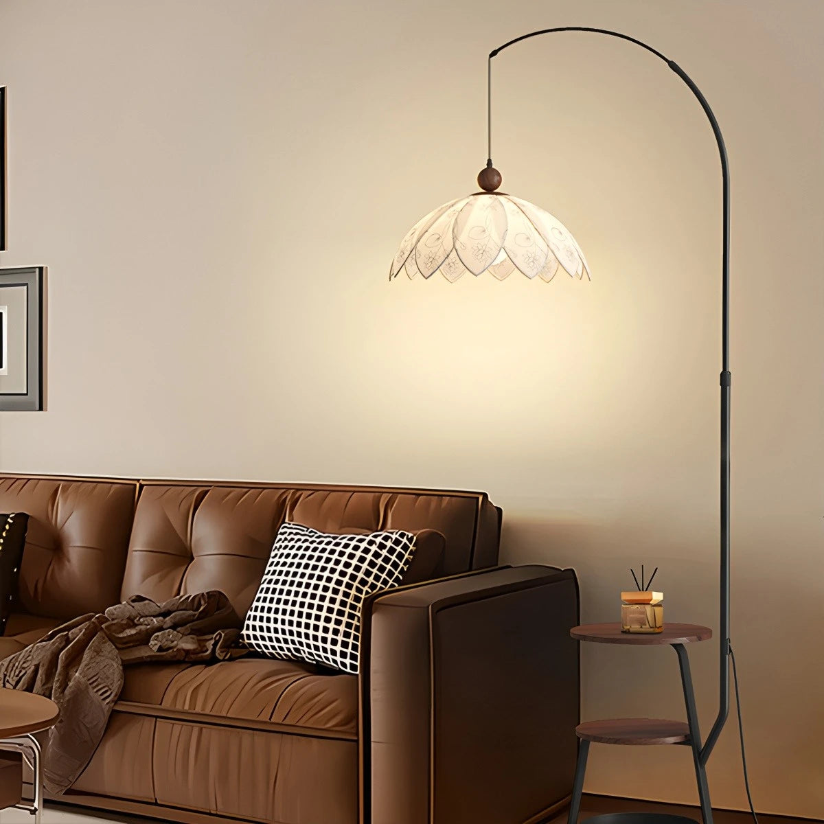 Antizer Retro Flower Bud Fishing Floor Lamp with Shelf