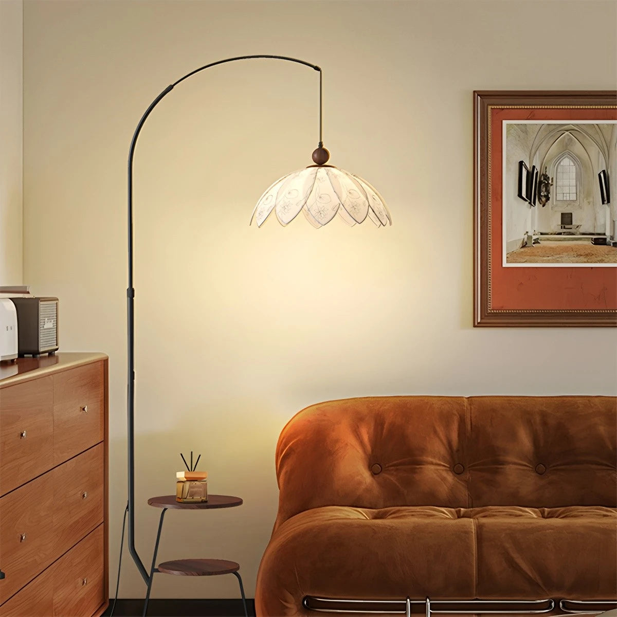 Antizer Retro Flower Bud Fishing Floor Lamp with Shelf
