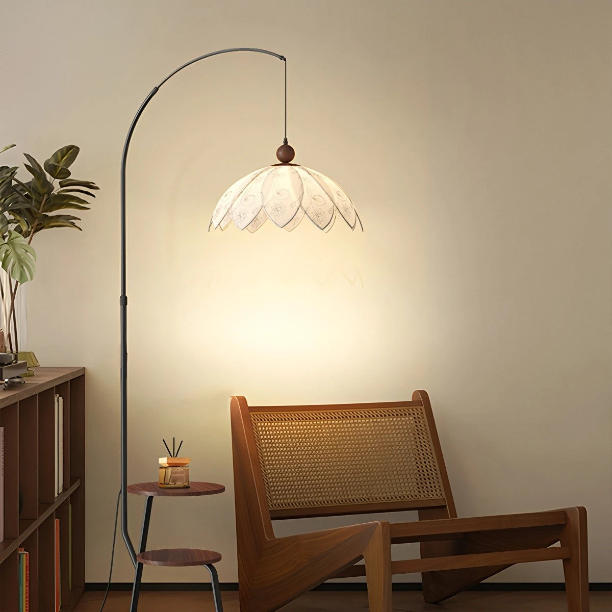 Antizer Retro Flower Bud Fishing Floor Lamp with Shelf