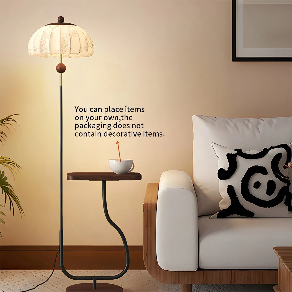 Antizer Fabric Pumpkin Shape Floor Lamp with Tray