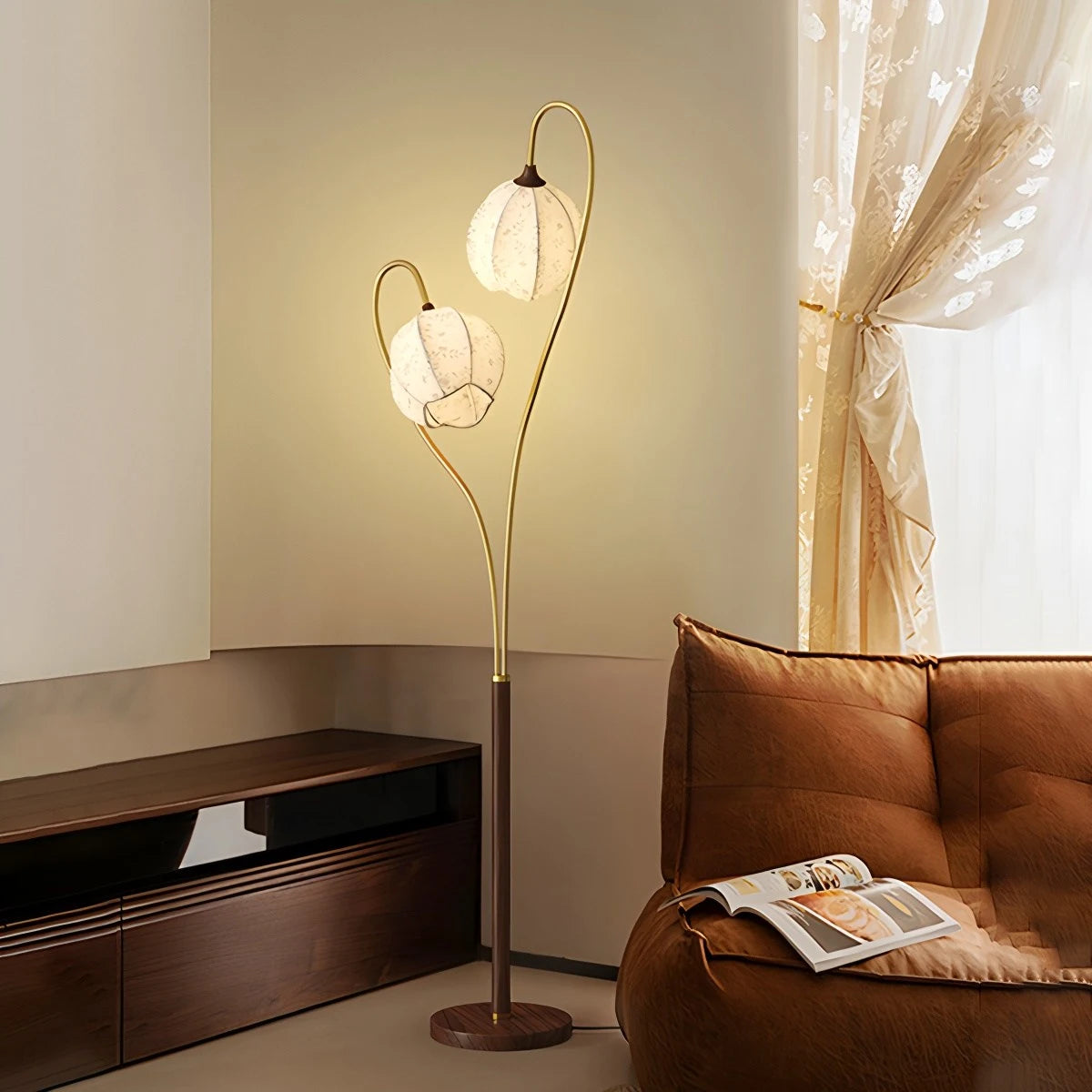 Antizer Double-Head Flower-Shaped Floor Lamp