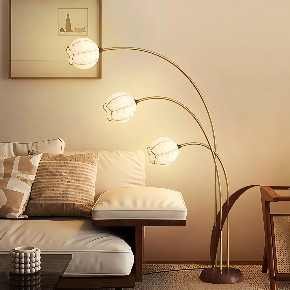 Antizer Three-Head Flower Bud Lampshade Floor Lamp
