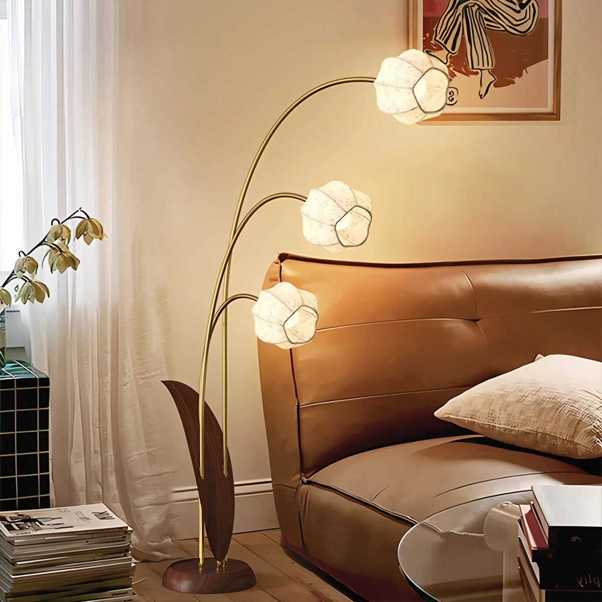 Antizer Three-Head Flower Bud Lampshade Floor Lamp