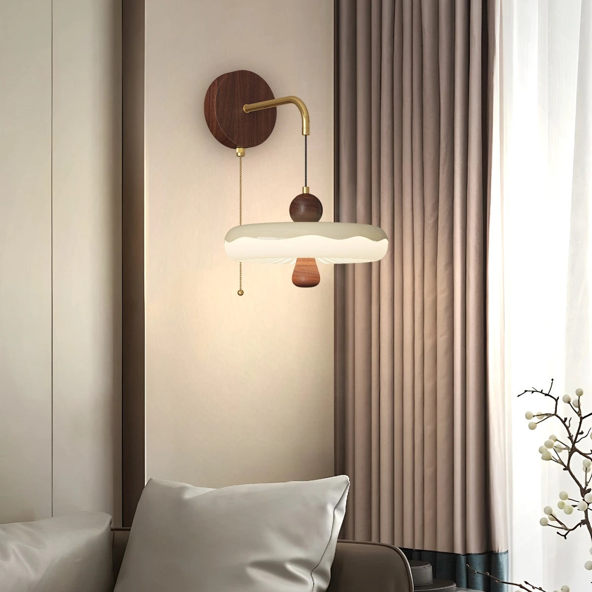 Antizer Cream Style Bedside Wall Lamp with Shelf