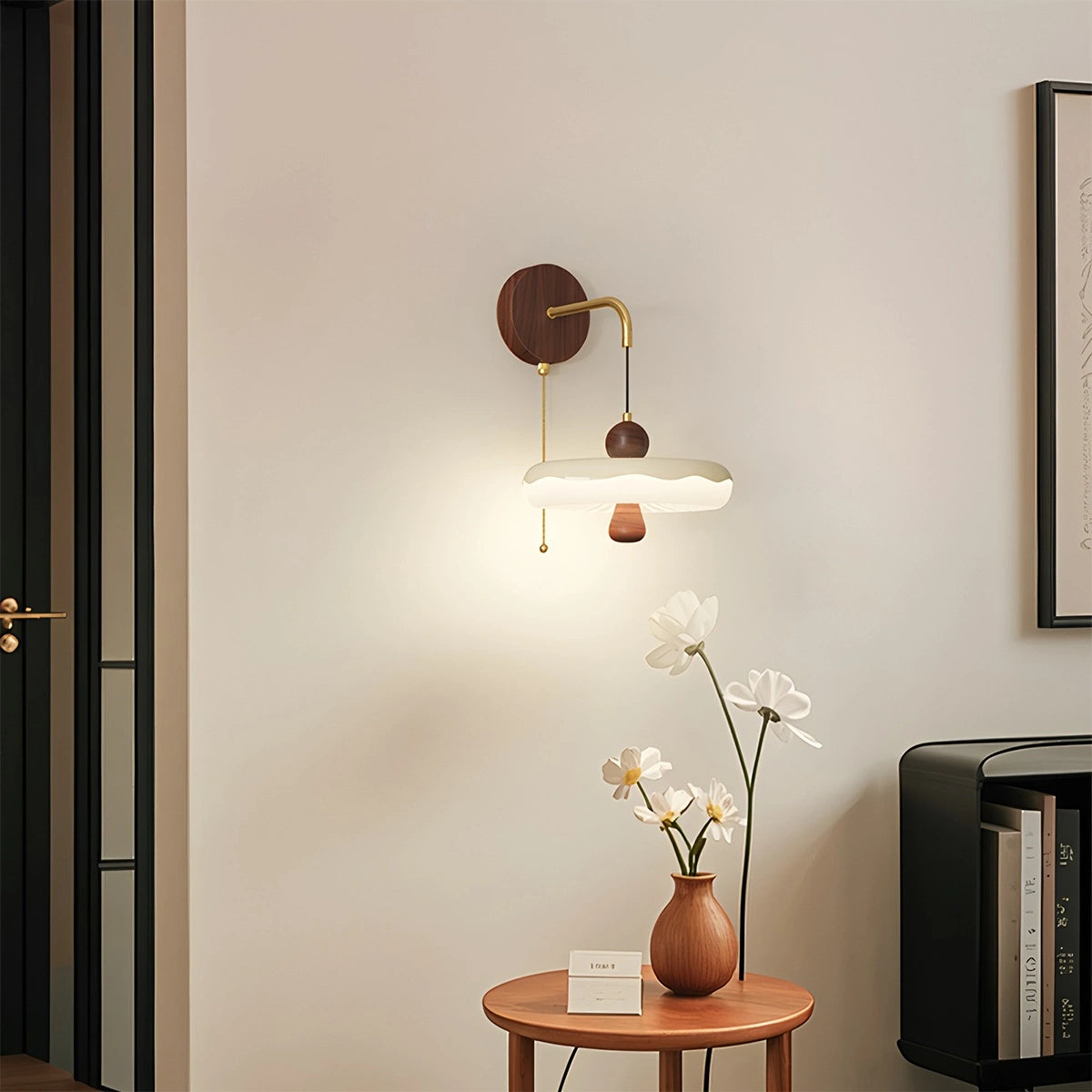 Antizer Cream Style Bedside Wall Lamp with Shelf