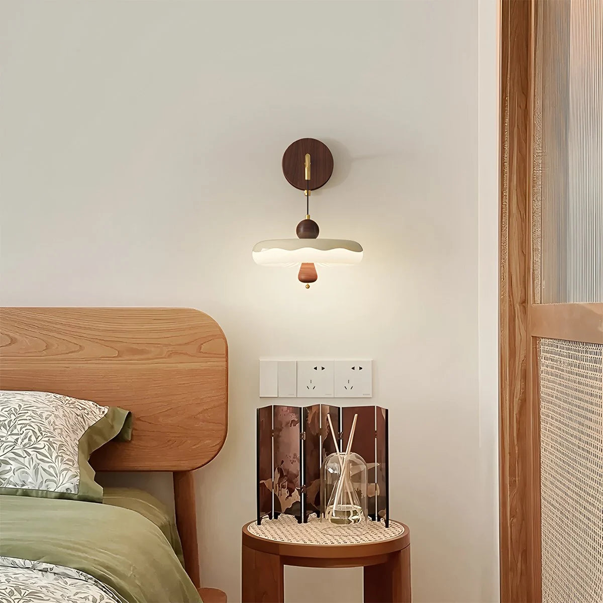 Antizer Cream Style Bedside Wall Lamp with Shelf