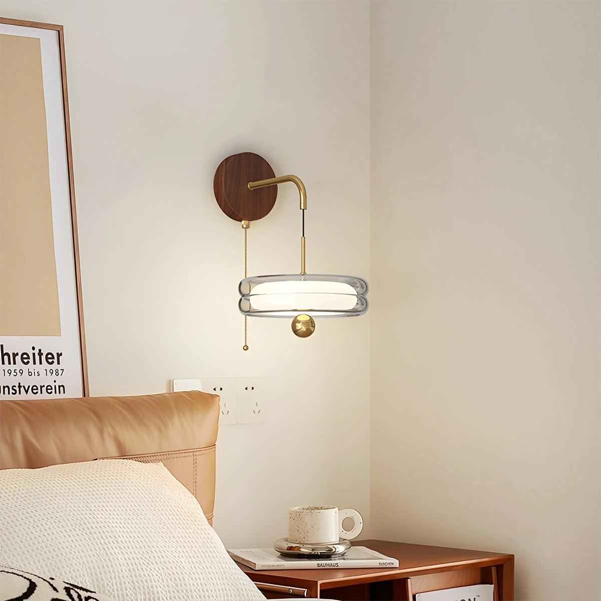 Antizer Round Glass Lampshade Wall Lamp with Tray