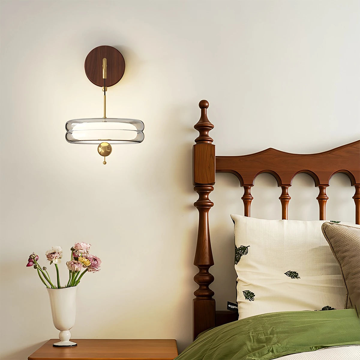 Antizer Round Glass Lampshade Wall Lamp with Tray