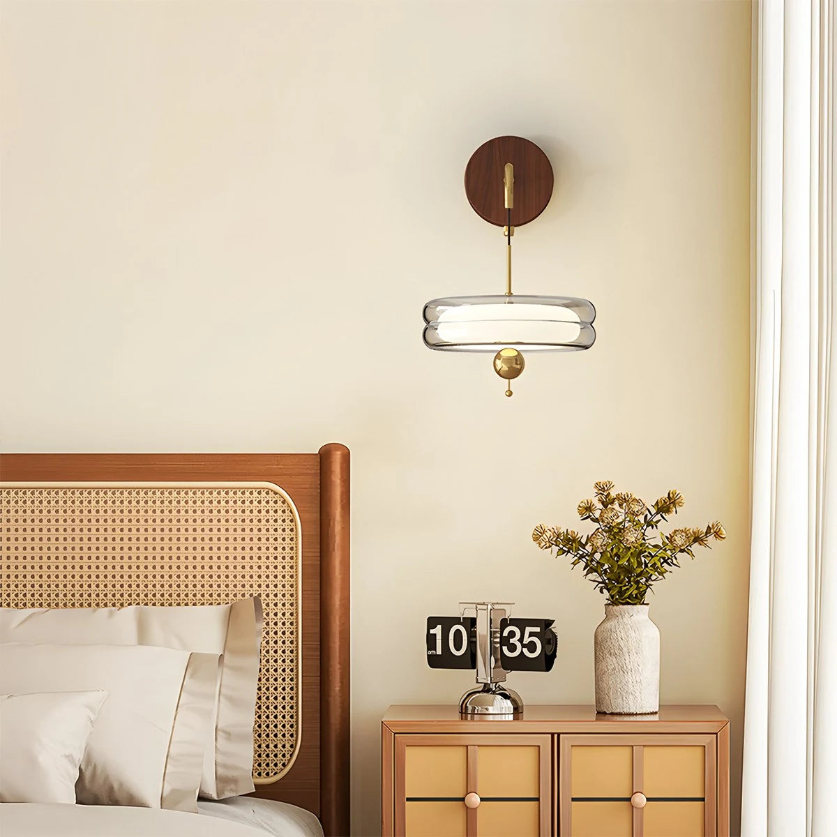 Antizer Round Glass Lampshade Wall Lamp with Tray