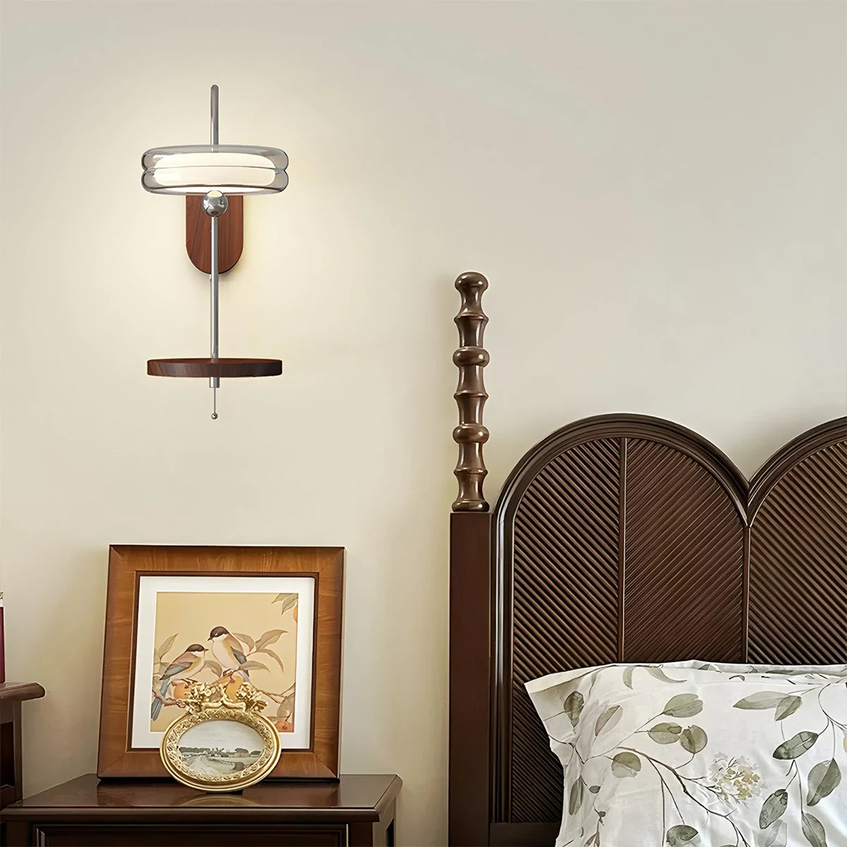 Antizer Round Glass Lampshade Wall Lamp with Tray