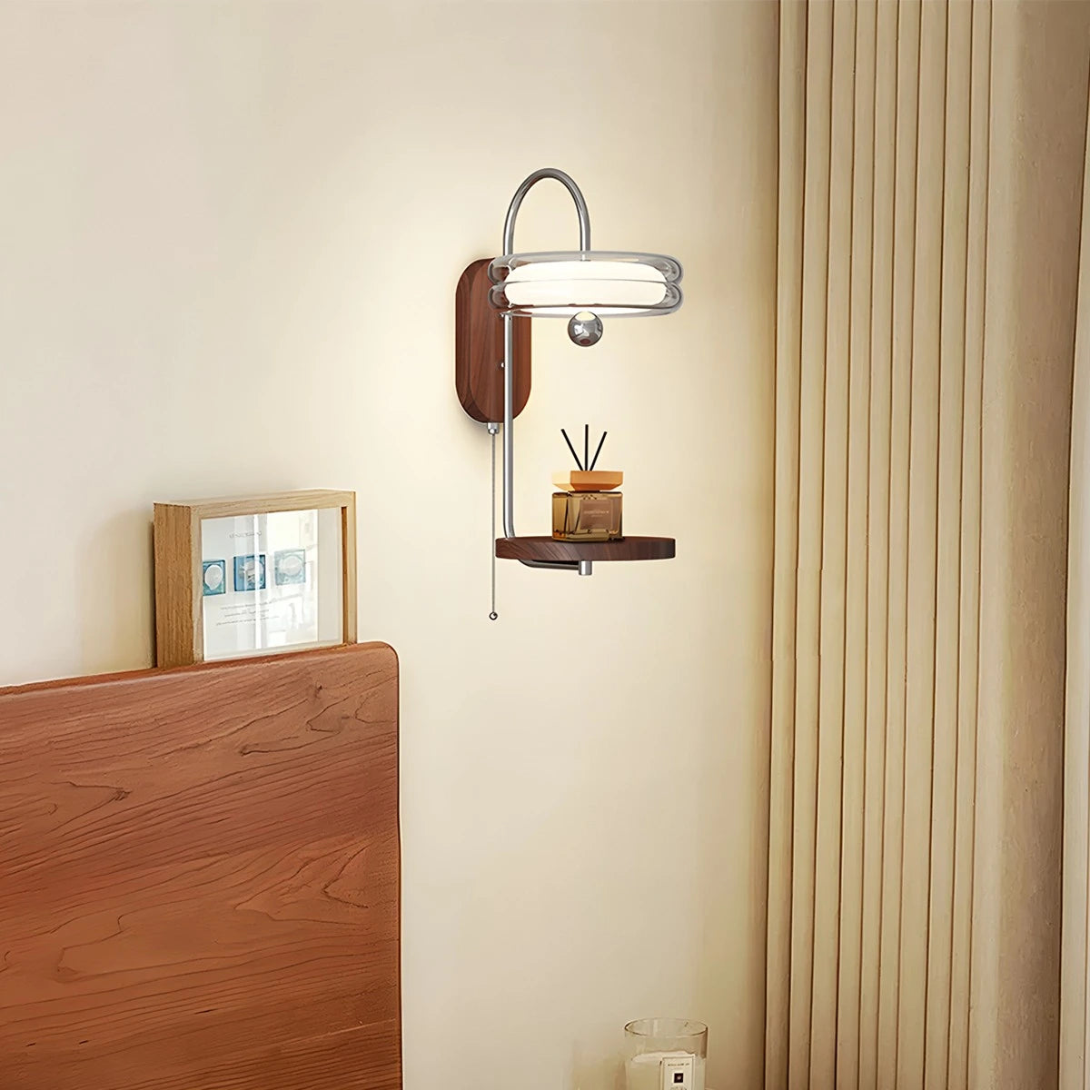 Antizer Round Glass Lampshade Wall Lamp with Tray