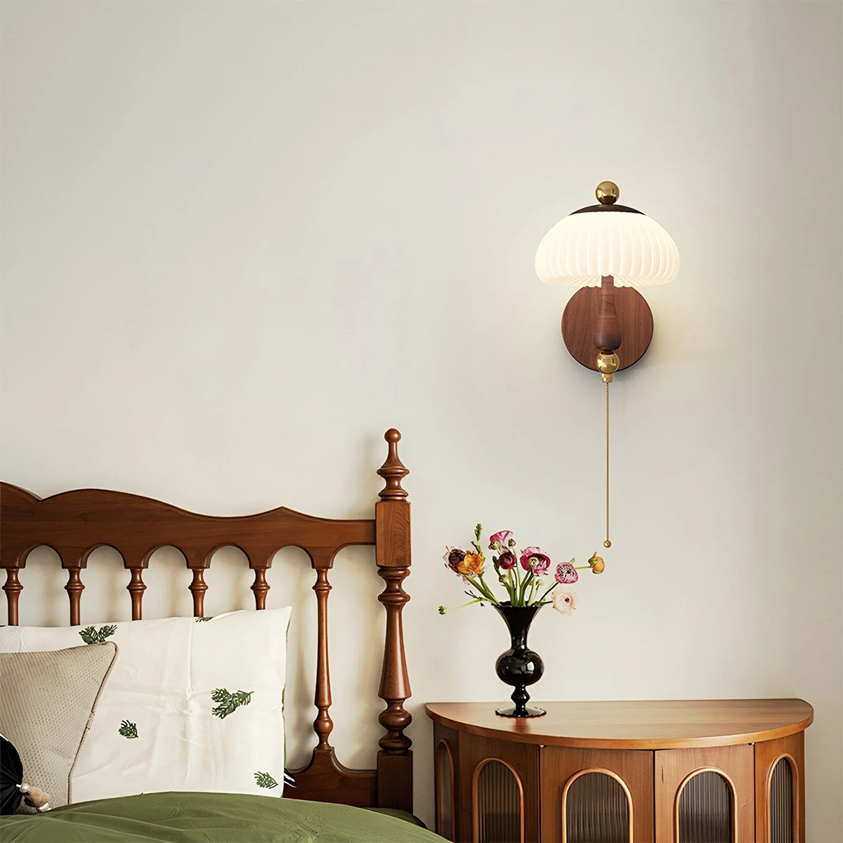 Antizer Cream Mushroom-Shaped Bedside Wall Lamp