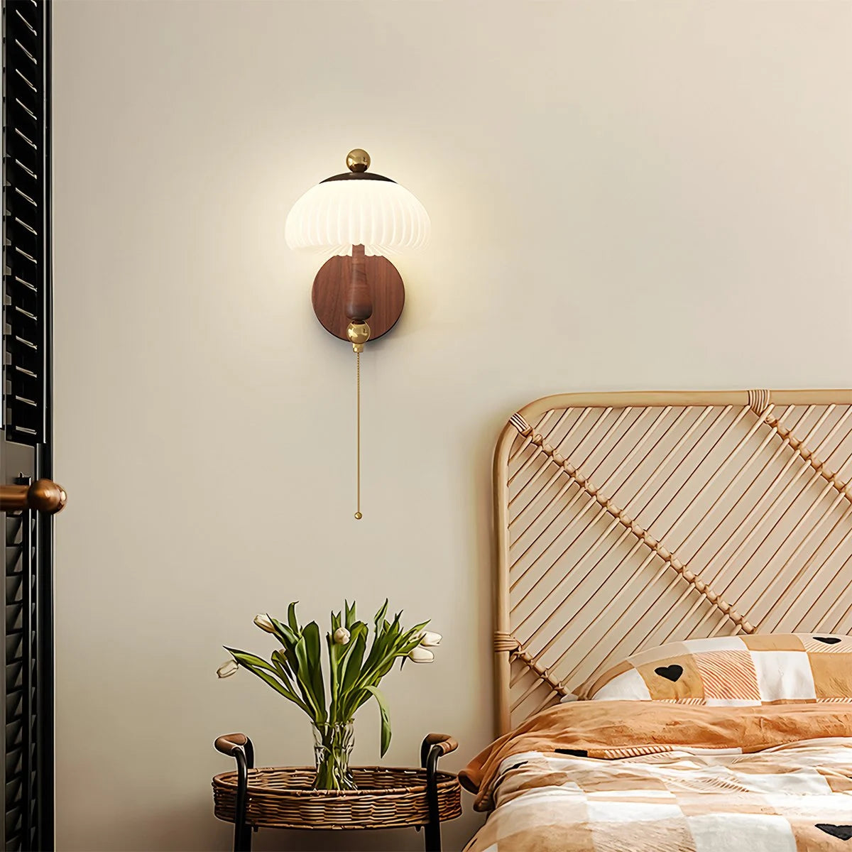 Antizer Cream Mushroom-Shaped Bedside Wall Lamp