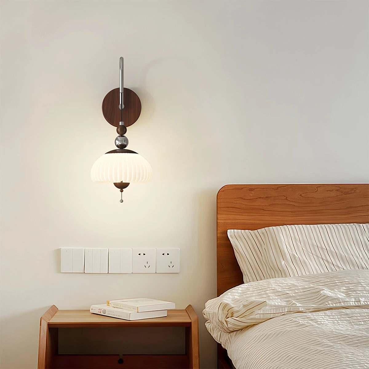 Antizer Cream Mushroom-Shaped Bedside Wall Lamp