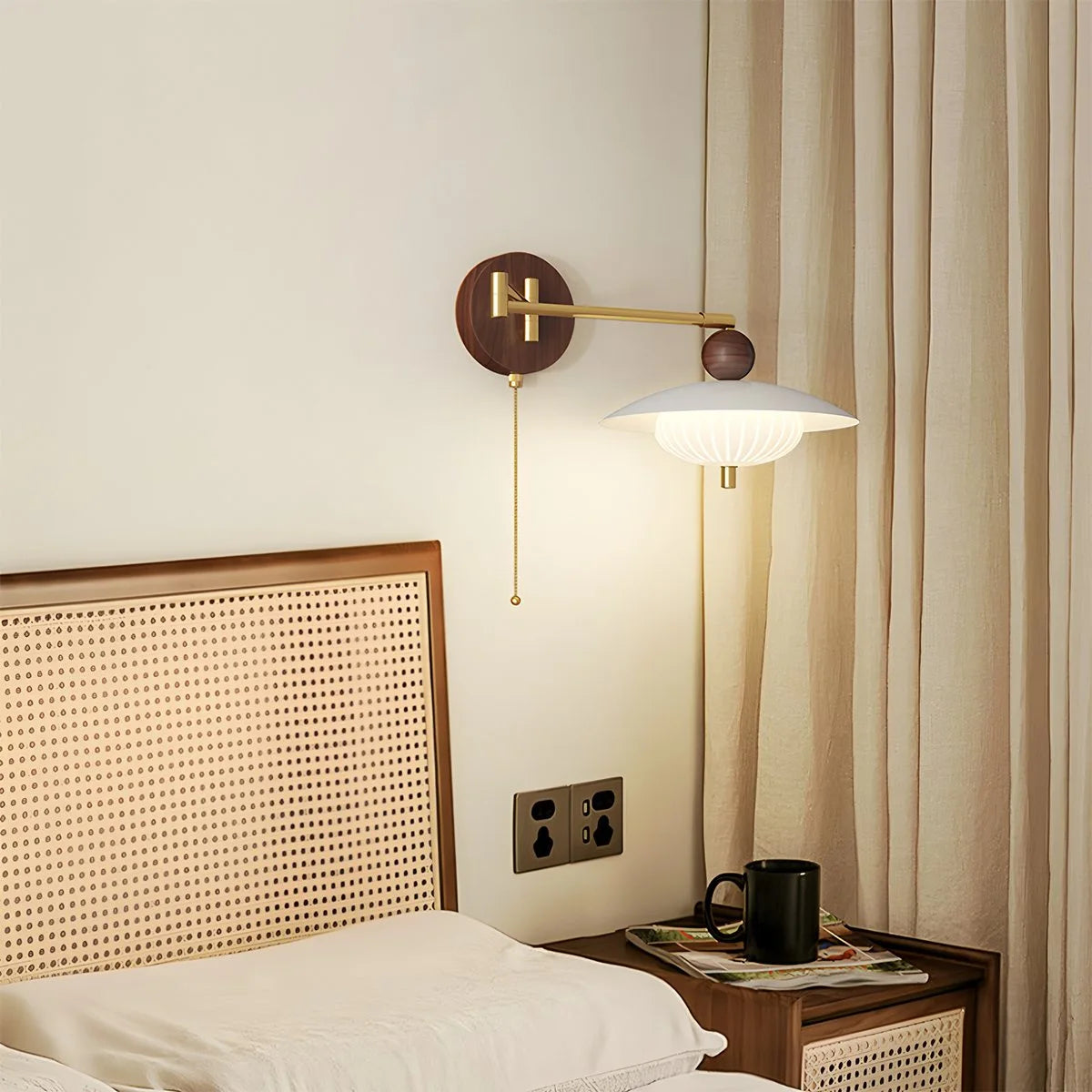 Antizer Cream Adjustable UFO Wall Lamp for Bedside