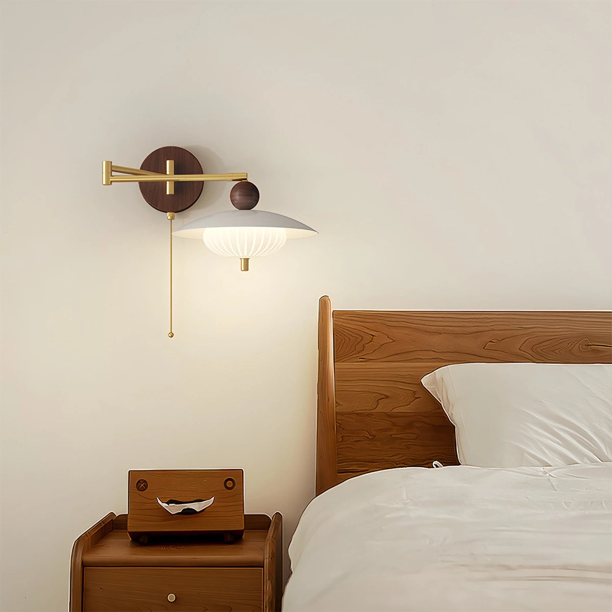 Antizer Cream Adjustable UFO Wall Lamp for Bedside