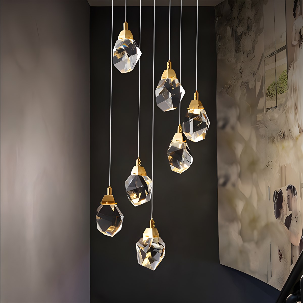 Antizer Rock Crystal Rain Chandelier for Living Room