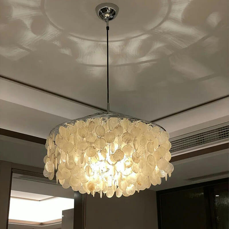 Antizer Round Shell Chandelier for Bedroom Living Room