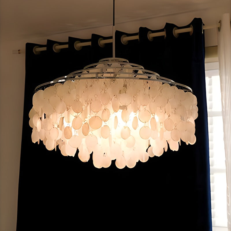 Antizer Round Shell Chandelier for Bedroom Living Room