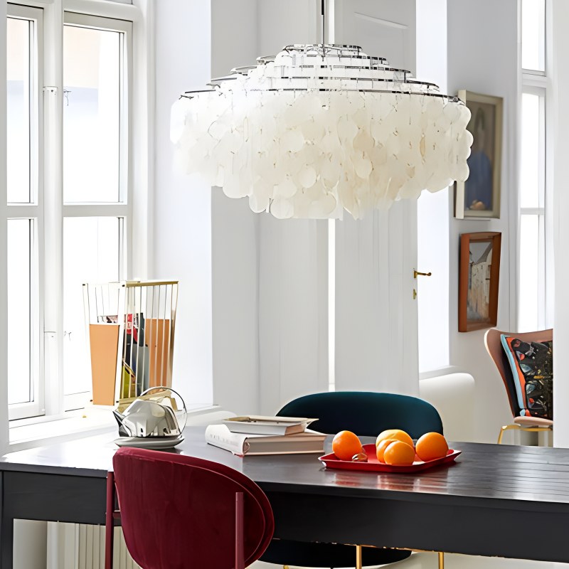 Antizer Round Shell Chandelier for Bedroom Living Room