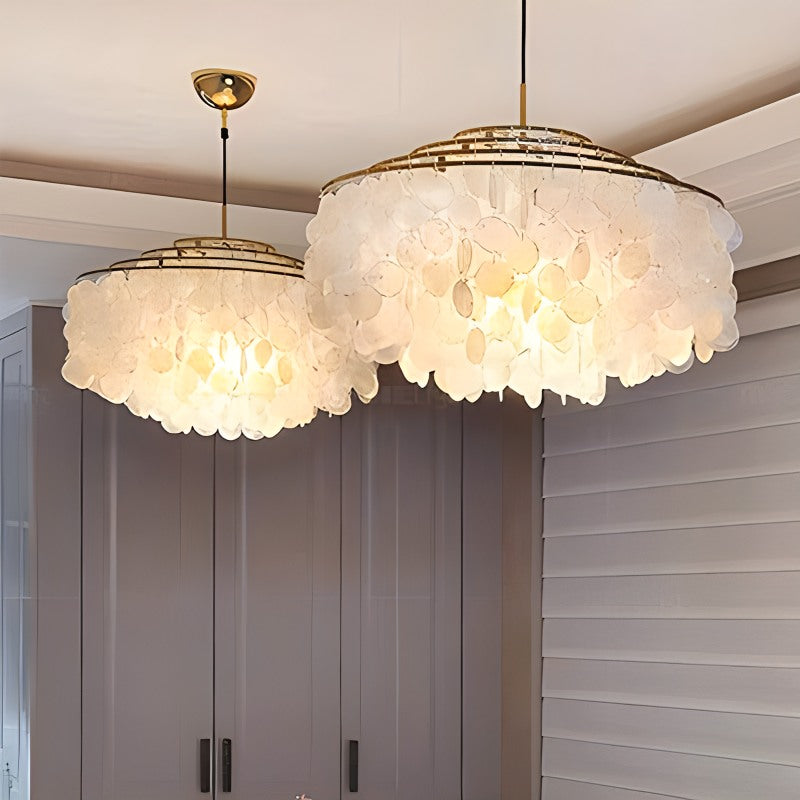 Antizer Round Shell Chandelier for Bedroom Living Room