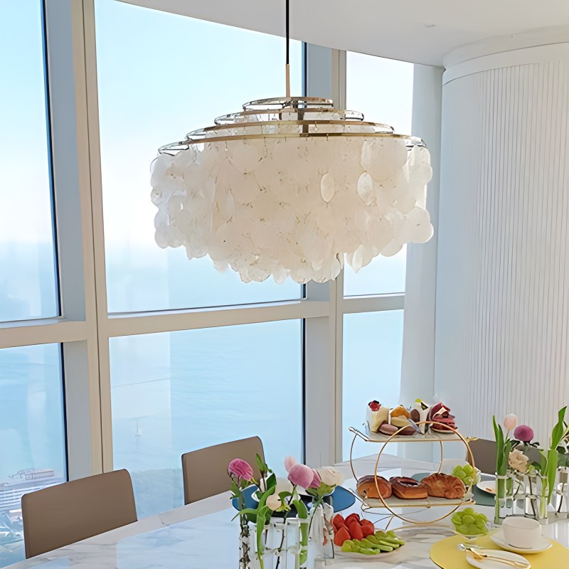 Antizer Round Shell Chandelier for Bedroom Living Room