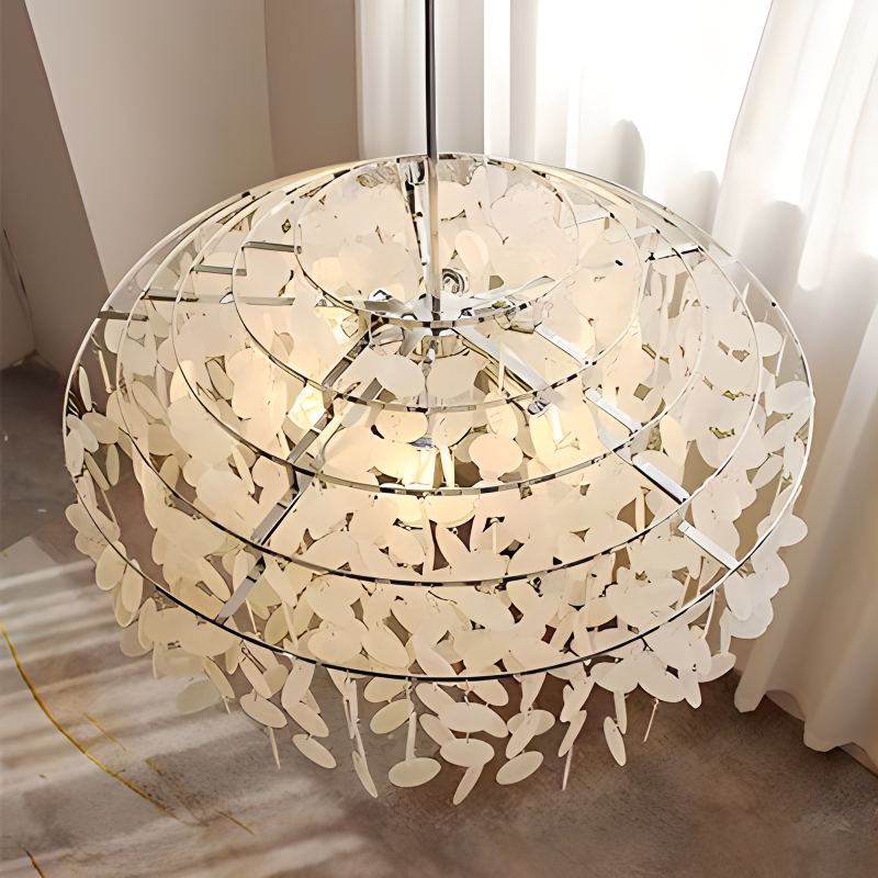 Antizer Round Shell Chandelier for Bedroom Living Room